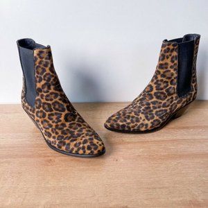 Saint Laurent West Chelsea Leopard Western Ankle Boots Size 38